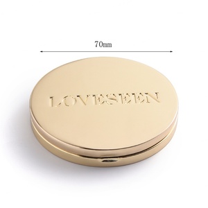 Customized Luxury <b>Small</b> Round Golden Metal Debossed Folding Handbag Cosmetic Makeup <b>Mirror</b> - Product Image 6