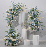 Bleu frais Style fleur Arrangement lune fleur mariage arc fond décoration artificielle fausse fleur
