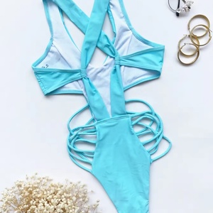 Traje de Baño de Una Pieza con Estampado Animal Multicolor Personalizado, de Pierna Alta y Efecto Push-Up para Mujer, con Material Ecológico de Spandex/Nylon - Product Image 6