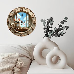 Round Wooden Wall <b>Clock</b> 25x25Cm Creative <b>Retro</b> Silent Non Ticking Living Room Decor - Product Image 3