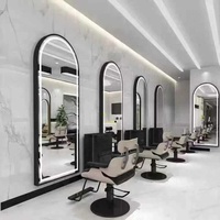 Miroir de salon mural au design moderne fait à la main Miroir de salon de coiffure avec cadre noir