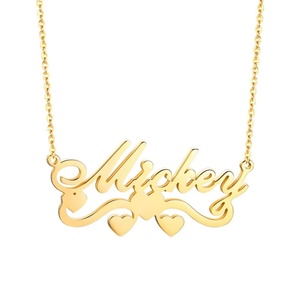 Necklace Manafactuar Custom logo Non Tarnish Waterproof Stainless Steel 18k Gold Plated Nameplate Necklace for <b>Men</b> Women - Product Image 1