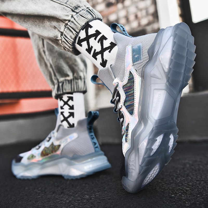 Модные мужские кроссовки с прозрачной подошвой, повседневные, для улицы, под заказ, с логотипом