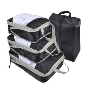 Bolsa Organizadora de Equipaje de Viaje Plegable de Poliéster Ligero y Moderno, Cubos de Embalaje de Compresión de Malla Portátiles para Zapatos - Product Image 1