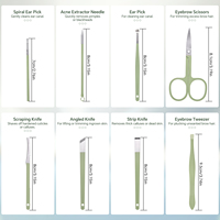 Kit de manucure et pédicure professionnel 16-en-1, vert clair, en acier au carbone, ensemble de soins des ongles, étui en cuir PU, coupe-ongles