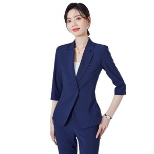 Women's Three Quarter Sleeve <b>Blazer</b> Summer Lightweight Breathable Professional Suit <b>Set</b> Work Uniform - Product Image 5
