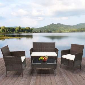 Juego de muebles de ratán para exteriores, mesa XL, COLOR negro, 4 unidades - Product Image 5