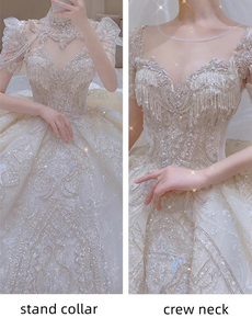 Robe de mariée blanche 2022 nouvelle mariée maître robe de mariée Texture de haute qualité été <span class=keywords><strong>français</strong></span> rétro robe légère grande taille queue - Product Image 6