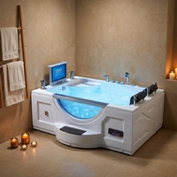 Baignoire de massage design moderne avec TV LED Jet Baignoire à remous Baignoire spa blanche en acrylique Chine Foshan Petite baignoire d'angle