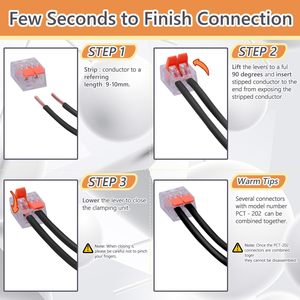 PCT-412 75 pièces Borniers à connexion rapide de type ressort en ABS pour câblage électrique - Product Image 3