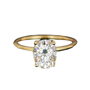 Bague Solitaire en Or 14K avec Moissanite Ronde, Sertie à Griffes, Bijoux Fins, Service d'Échantillons Personnalisés - Product Image 1