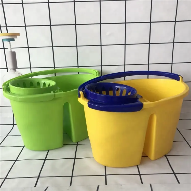 Plastic supplies Cleaning tool Wholesale PP handle Two cells Plastic Mop Wringer Bucket for Living room Floor Cleaning