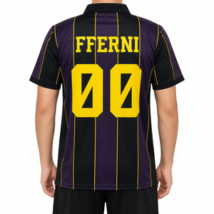 Klassieke gestreepte design ademende zomer voetbal T-shirt custom digitale print heren retro voetbaltenue - Product Image 3