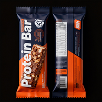 Sachets scellés à l'arrière personnalisés en aluminium pour poudre, protéines, barres chocolatées, emballage thermoscellé, sacs pour barres chocolatées