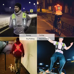 Yeni tasarım yüksek görünürlük Led Usb şarj edilebilir yansıtıcı güvenlik spor yelek koşu bisiklet yürüyüş için gece