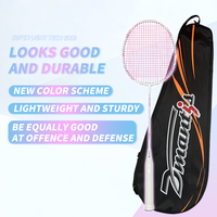 Raquette de badminton Dmantis professionnelle en carbone, aluminium et graphite, 90g, légère, avec grip en PU souple, cordes élastiques, pour l'offensive sportive