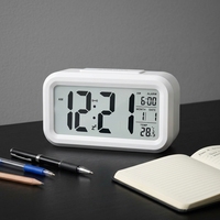 Jam Alarm Digital LED Jam Meja Elektronik Lampu Latar Pintar Tunda Layar LCD Besar Suhu Tanggal Kalender Hadiah Malam Hari Rumah