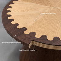 Ensemble de tables basses rondes modernes en bois massif 90cm 60cm, marqueterie artisanale, meubles de salon écologiques