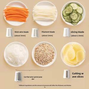 Râpe à fromage rotative 5 en 1 Trancheuse à légumes multi-usages Râpe à carottes Râpe à noix avec 5 ventouses électriques interchangeables - Product Image 6