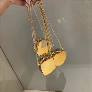 Bolso cruzado con forma geométrica para mujer, cartera de mano con cadena acrílica para fiesta de boda