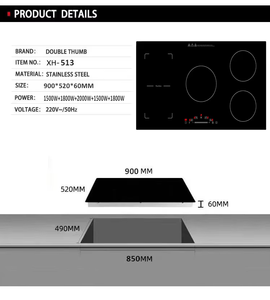 <span class=keywords><strong>Cocina</strong></span> comercial EMC CE RoHS GS Certificación 90cm Placa de <span class=keywords><strong>inducción</strong></span> <span class=keywords><strong>Cocina</strong></span> eléctrica incorporada Estufa de <span class=keywords><strong>inducción</strong></span> de 5 quemadores - Product Image 6
