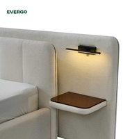 Lit king size moderne haut de gamme en tissu avec tête de lit éclairée par LED, tête de lit extensible, lit en tissu, lits rembourrés pour chambre à coucher