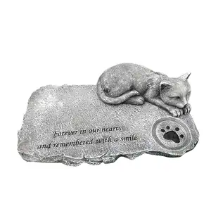 Resin Pet Gravestone Animal Paw Print Picture Garden Dog Cat Memorial Stones