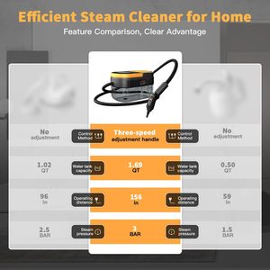 Limpiador a vapor portátil con tanque de 1.69 cuartos, mango ajustable de 3 niveles, calentamiento rápido, 15 accesorios para limpieza del hogar, juntas y azulejos - Product Image 5