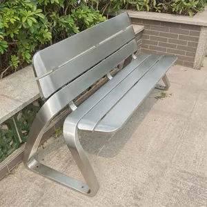 制造公园长公共长凳花园长凳户外家具不锈钢带靠背街道长凳