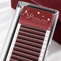 Bulu Mata Warna Burgundy Private Label, W Lash C D Curl Warna Merah Anggur, Bulu Mata Tipis 8mm-15mm, Pestaas Cilia YY, Perlengkapan Ekstensi Bulu Mata W Lash