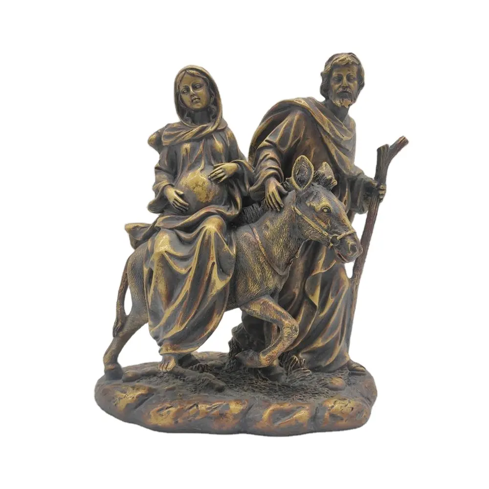 Figuras de bronce para decoración del hogar, moldes de Estatua de la Santa Familia, conjunto de Natividad, escultura de figura de Navidad