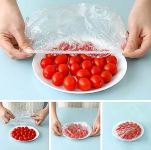 100 pièces/paquet couvercle alimentaire jetable enveloppe en plastique élastique couvercles alimentaires sac pour bols de fruits tasses anti-poussière cheveux bonnet de <span class=keywords><strong>douche</strong></span> - Product Image 6