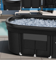 Baignoire à glace ovale gonflable portable de 110 gallons avec anneau d'air, multicouche, pliable, pour 1 personne, avec couvercle, pour athlètes, salle de sport, jardin, maison