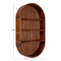 Étagère murale flottante capsule style Mid-Century ; 16 x 28 ; Marron Noyer ; Étagères décoratives géométriques pour cuisine et salle de bain