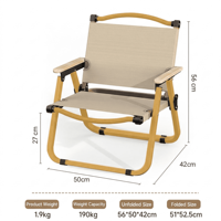 Chaise pliante Kermit en acier carbone robuste, chaise de camping moderne à haute stabilité pour pique-nique, pêche, plage, parc