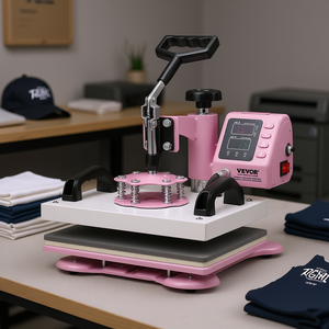 Máquina de prensado térmico Vevor 12x10 rosa, semiautomática, de superficie plana, para camisetas y gorras - Product Image 2