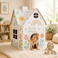 Maison de jeu en carton écologique, recyclable, faite à la main, personnalisée, imprimée à l'écran, pour enfants, pliable, maison en papier DIY, jouet d'intérieur et d'extérieur