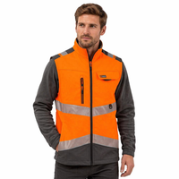 Gilet Softshell pour homme, imperméable, coupe-vent, doublure en microfleece, impression numérique réfléchissante haute visibilité - Équipement de travail par temps froid