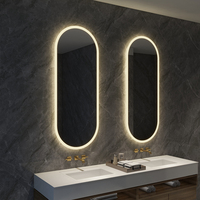 Miroir LED moderne sans cadre certifié ETL avec interrupteur tactile éclairé pour hôtel, villa, appartement, personnalisable, qualité commerciale