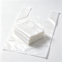 Sac en polyéthylène (PE) type T-shirt ou gilet, imprimé sur mesure, recyclable, avec poignée longue, pour courses, supermarché, fruits, plats à emporter et emballage alimentaire