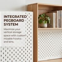 Bureau d'étude moderne en bois naturel pour enfants avec panneau perforé, tiroir de rangement et étagère – Robuste et durable pour l'école, la chambre et la salle de jeux