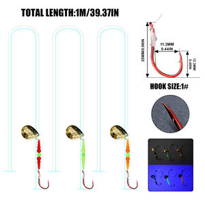 Lot de 3 hameçons de pieuvre rouges 1 # pour la fabrication de leurres d'eau douce et d'eau salée - Product Image 2