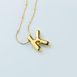 Collier à pendentif lettre initiale A-Z en acier inoxydable plaqué or 18 carats, personnalisable, pour femmes, à superposer - Product Image 3