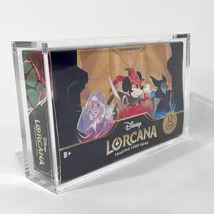 صندوق لعرض مستلزمات Disney Lorcana TCG ينفذ حسب الطلب مصنوع من الأكريليك الشفاف ومزود بخاصية رص الصوت المغناطيسي Funko Pop ويُركب فوق بعضه