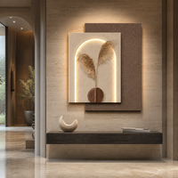 Décoration Murale Lumineuse 3D en Relief Style Nordique Wabi Sabi avec Arche d'Herbe de la Pampa pour Salon et Chambre à Coucher, Livraison Directe OEM