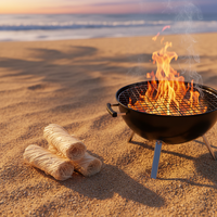 Allume-feu imperméable pour barbecue de camping, bâtonnets de laine de bois et plumes, allumettes, charbon de bois, accessoires essentiels en boîte
