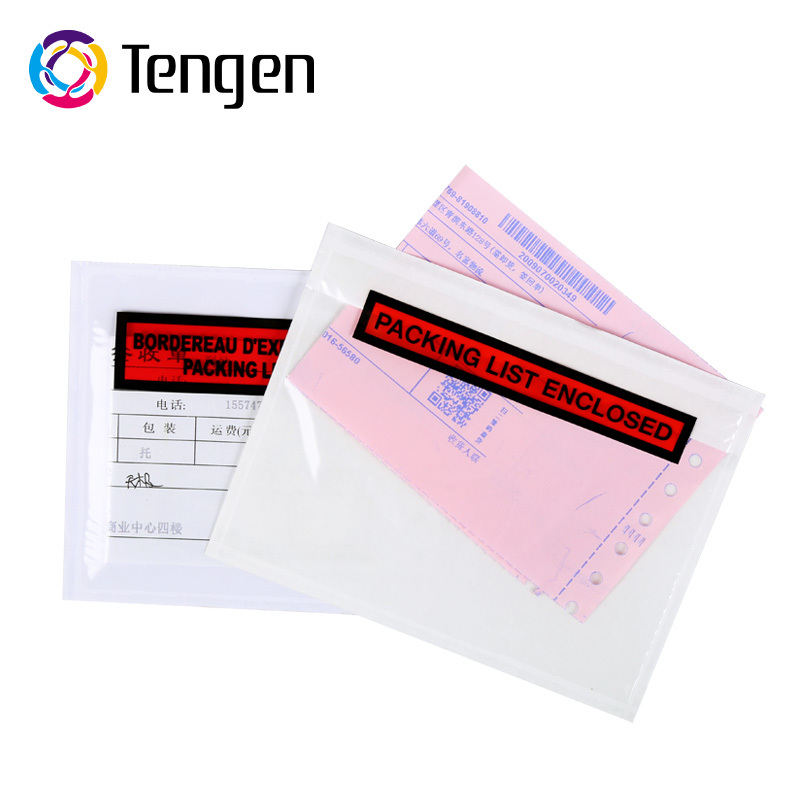 Custom Printed Clear Packing Slip Envelopes Self Adhesive Packing Slip Pouch Slip Bill Envelope