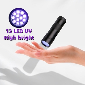 Livraison rapide Lampe de poche UV 12 LED Petite torche UV portable 395nm Lumière ultraviolette UV Durcissement Détection de billets contrefaits - Product Image 3