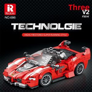 Jouet électronique Reobrix DIY, blocs de construction de super voiture à huit grilles, puzzle en plastique ABS, modèle de course, ornement, cadeau pour garçon - Product Image 4