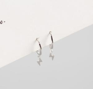 Simple Girls 925 Silver <strong>Earrings</strong> for Women <strong>Small</strong> <strong>Dangle</strong> Pendant with Gold Plating Lightning Bolt for Anniversary - Product Image 6
